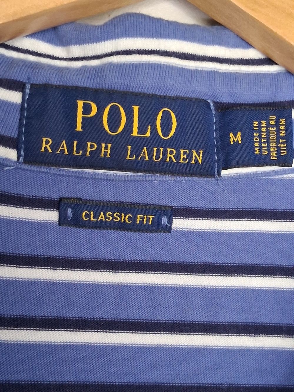 Polo Ralph Lauren Men’s M Blue Striped 100% Cotton Classic Fit Polo Shirt Preppy - Picture 3 of 9